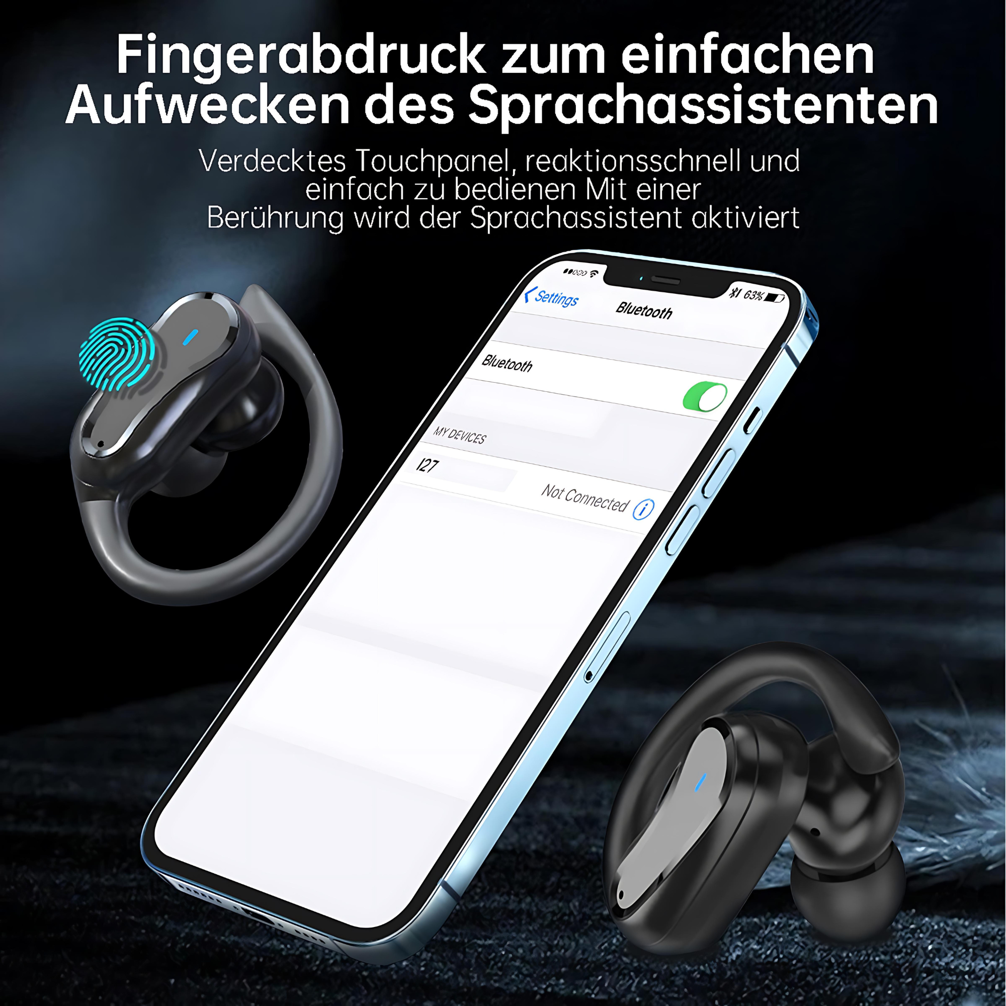 EM20 Kabellose Ohrhörer mit Ohrbügel EM20 Kabellose Ohrhörer mit Ohrbügel